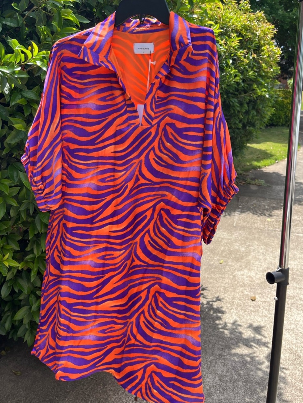 Adrienne Orange and Purple Tiger Print Tunic/Dress NWT